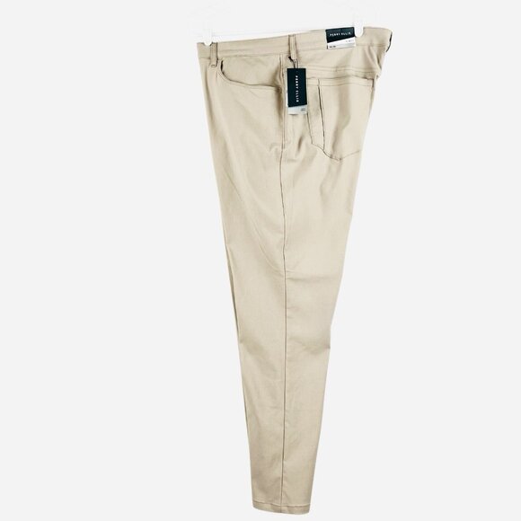 NWT Perry Ellis Men's Stretch Slim Fit Pants Size 36x30 Stone Color Slim Leg - Picture 2 of 15